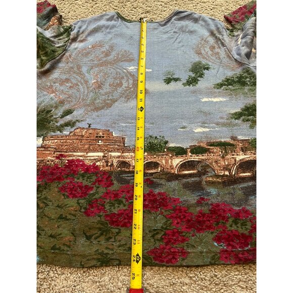 White Stag Womens Top Size 2X (18W/20W) Blue & Green Scenic View Print Art - Picture 5 of 7